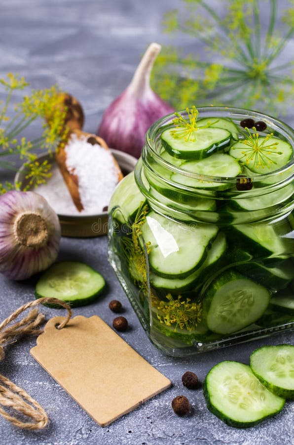 Sliced canned cucumbers