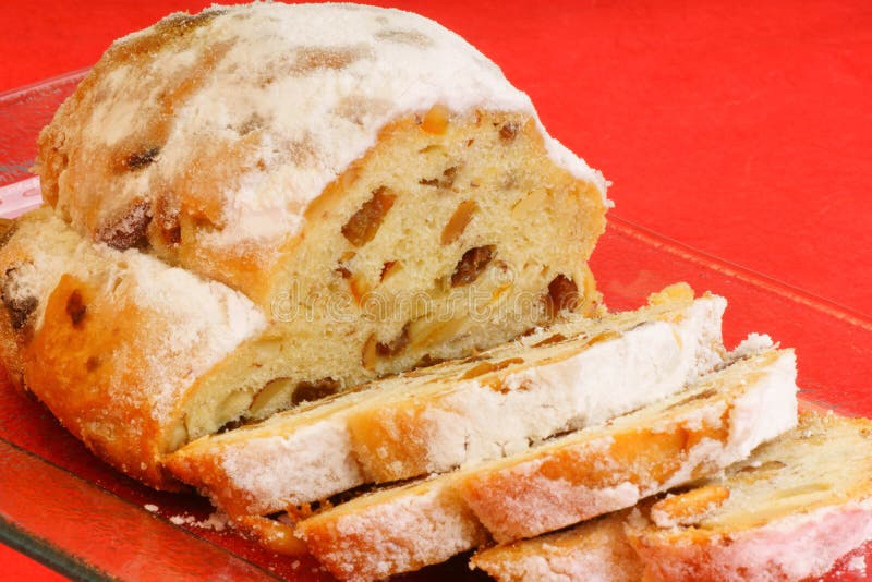 Sliced Christmas Stollen Fruit Cake Stock Image - Image of cake ...