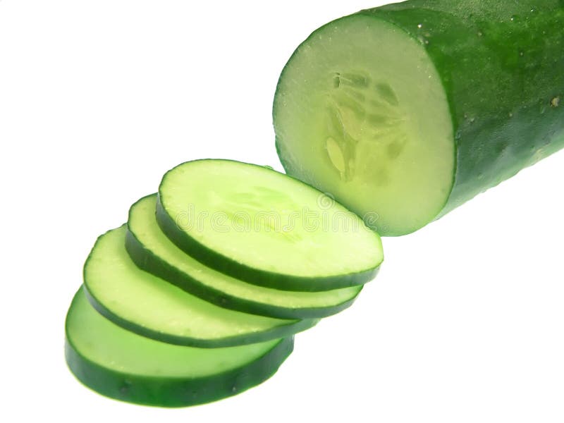 Sliced Cucumber, isolated on white stock photos