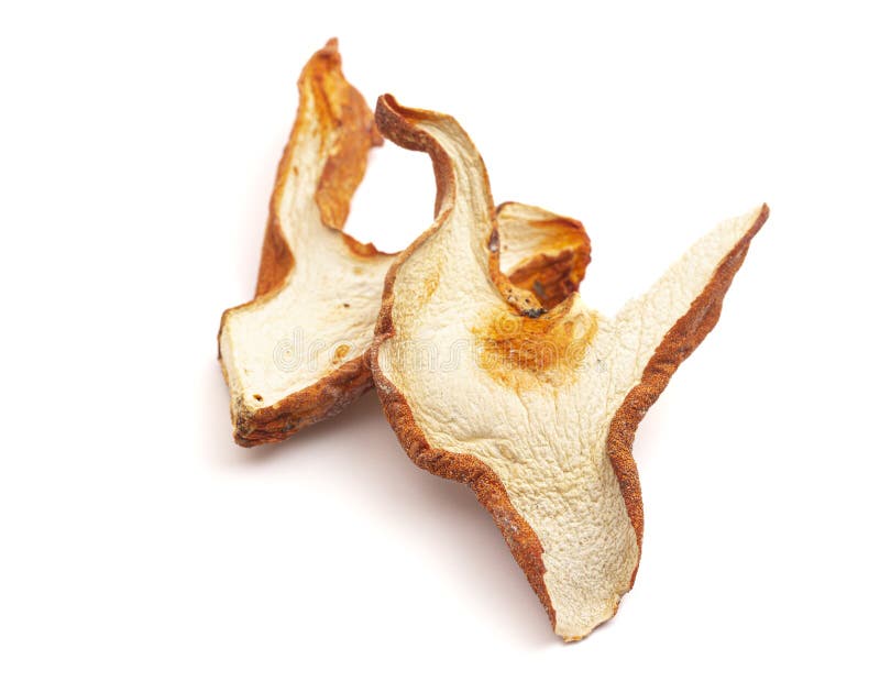 Sliced and Dried Lobster Mushrooms Isolated on White Background Stock