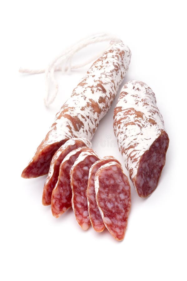 Sliced dry salami stock photo. Image of delicious, french 18610626