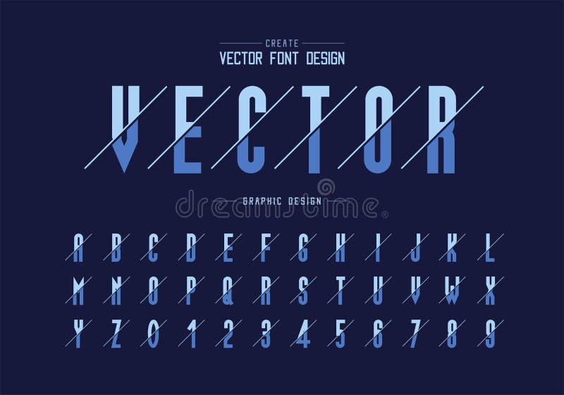 Sliced font and alphabet vector, Tall typeface letter and number design, Graphic text on background stock illustration Sliced font and alphabet vector, Tall typeface letter and number design, Graphic text on background stock illustration