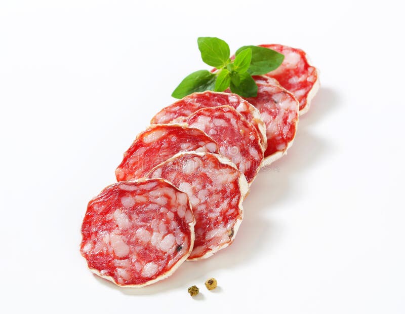 Sliced French Saucisson Sec Stock Image Image of studio, french 56729199