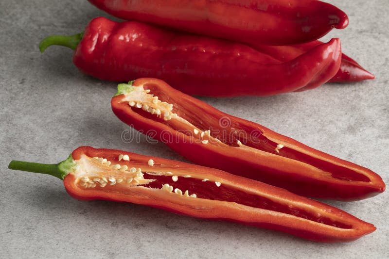 Sliced fresh red pointed pepper