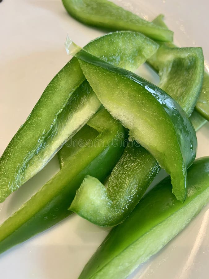 Sliced Green Peppers stock photo. Image of healthy, chop 177376516