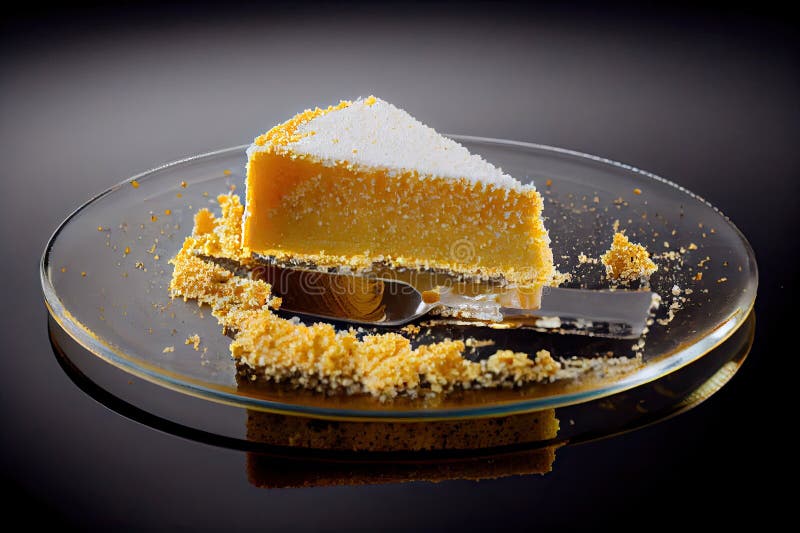 Sliced Homemade Sponge Cake Crumbs on Thin Glass Plate Stock Photo ...