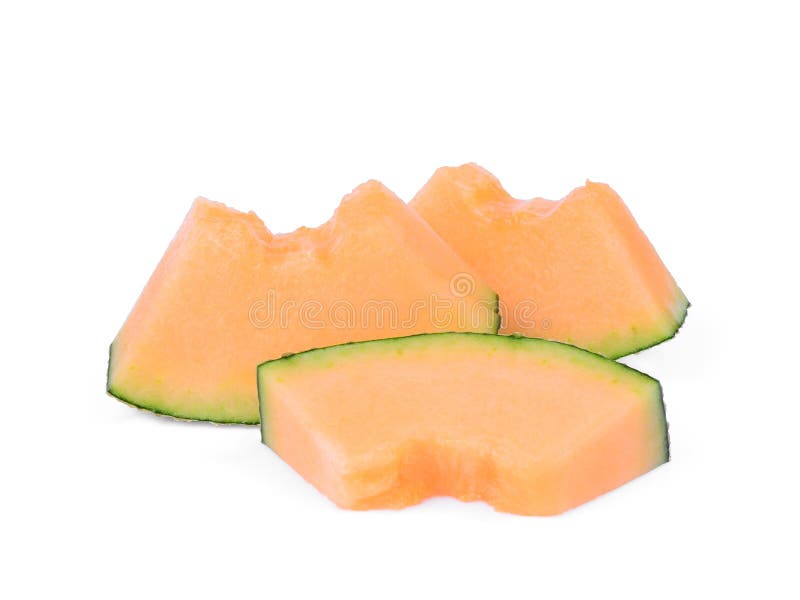 Sliced Japanese Melons, Orange Melon or Cantaloupe Melon Isolate Stock