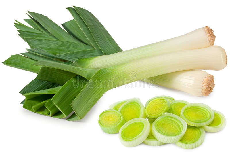 Sliced leek isolated on white background. clipping path royalty free stock image