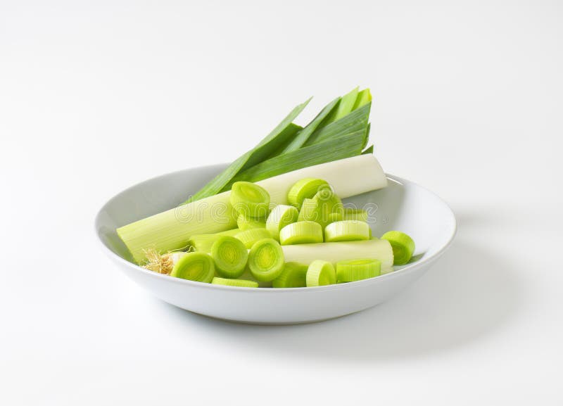 Sliced leek stock images