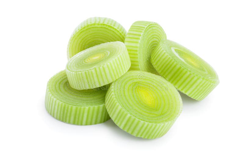 Sliced Leek vegetable isolated on white background royalty free stock photo