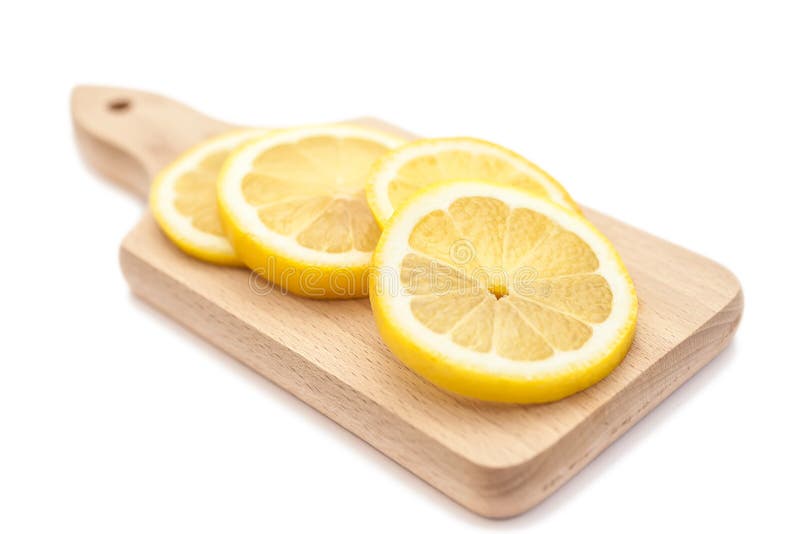 Sliced Lemon on Cutting Board Stock Image Image of vitamins, vitamin