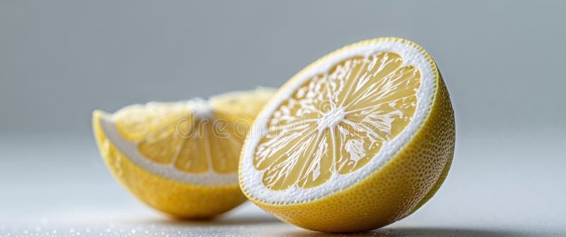 A sliced lemon showing its intricate pulp structure. Structure demonstration stock images, royalty-free photos and pictures