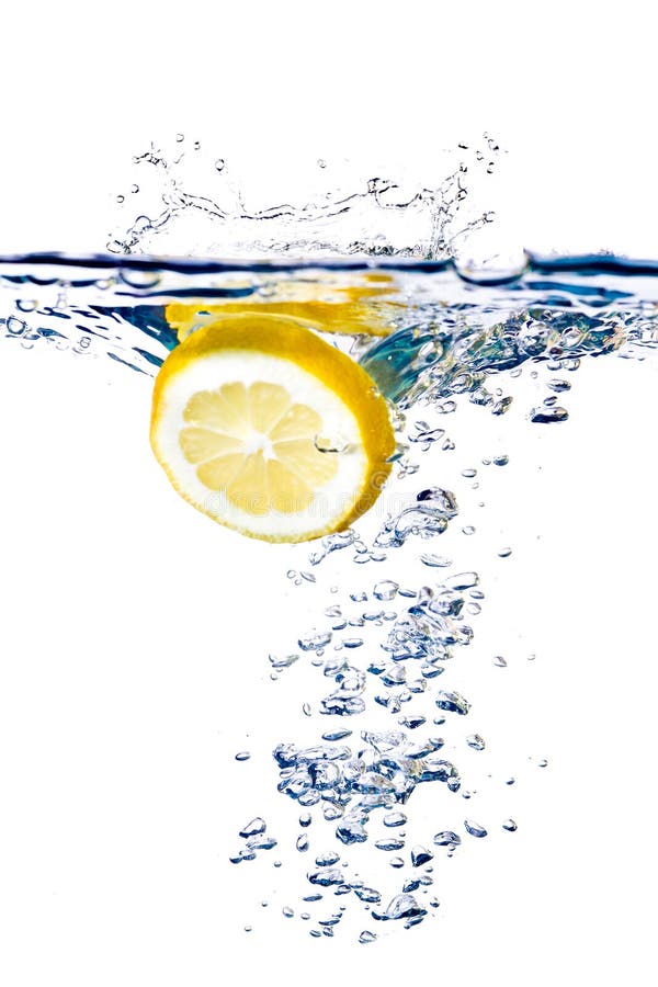 Sliced lemon in water