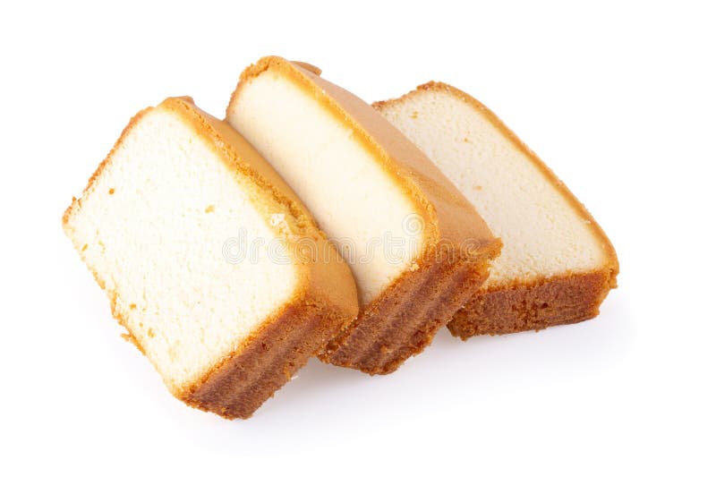 Sliced moist butter cake isolated on white background stock image Sliced moist butter cake isolated on white background stock image