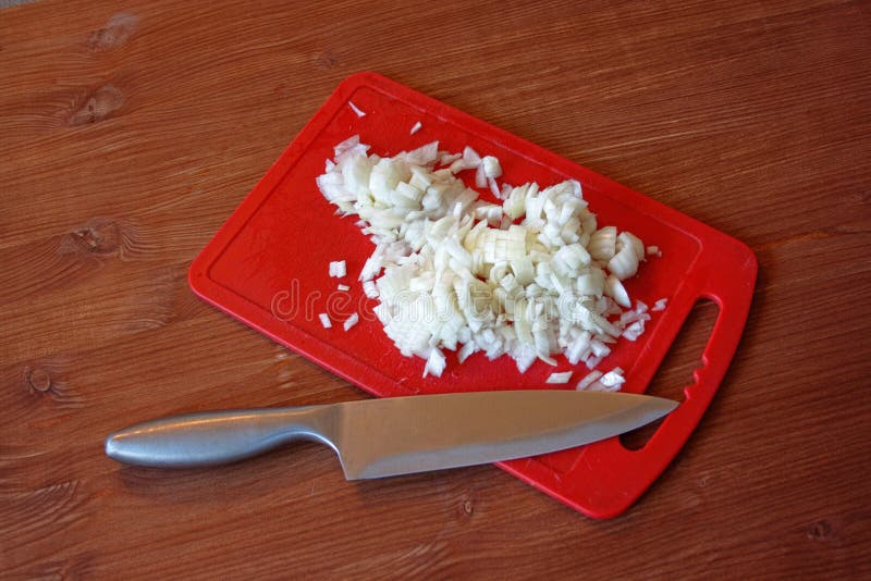Sliced Onion Cutting Board Knife Stock Photo Image of gourmet, fresh