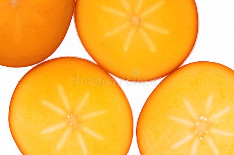 Sliced persimmon fruit