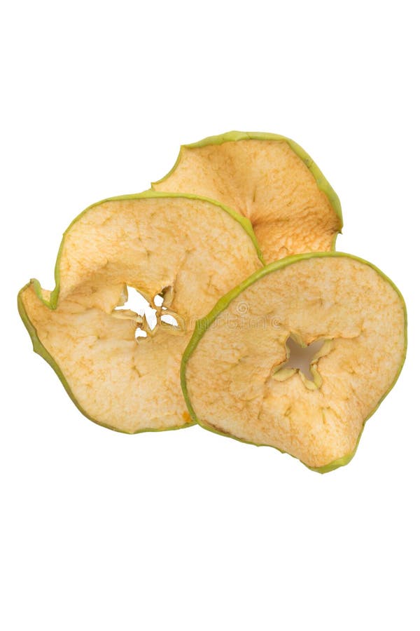 Sliced Pieces of Dried Green Apples, on a White Background, Closeup Stock Photo Image of