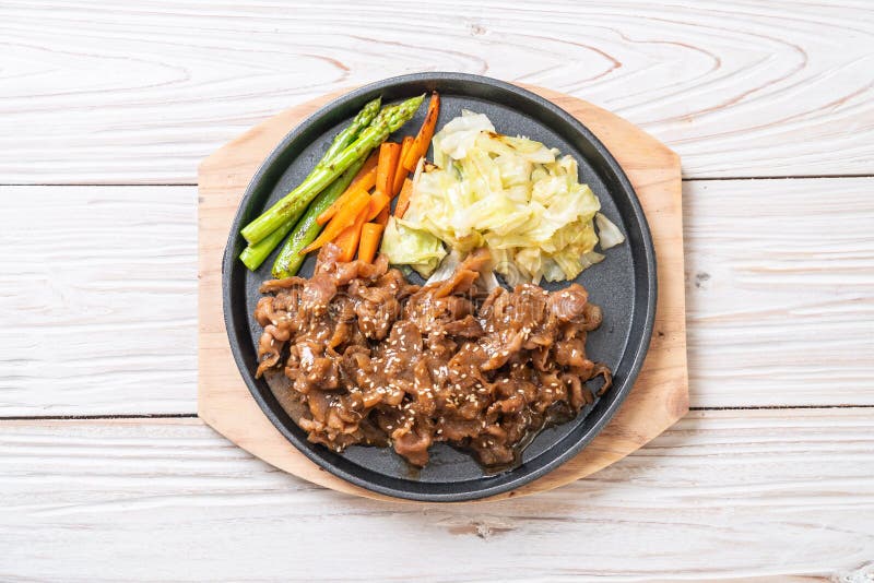 Sliced Pork Steak on Hot Plate Stock Image Image of cuisine, grill