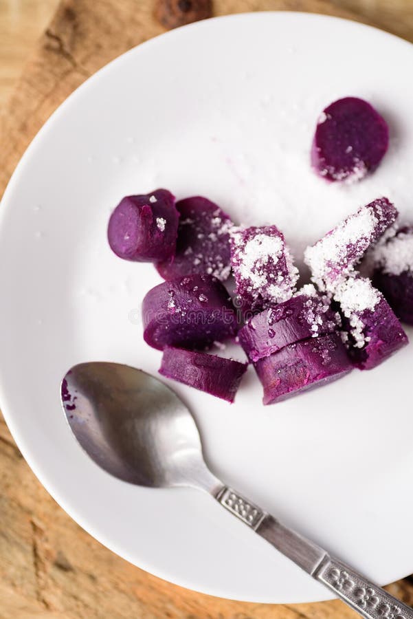 Sliced Purple Sweet Potato with Sugar Stock Photo Image of natural