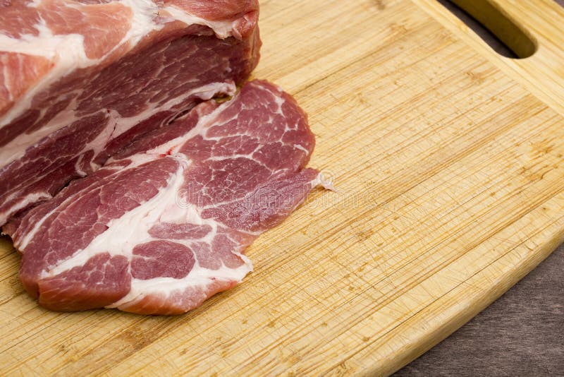 Sliced raw meat pork