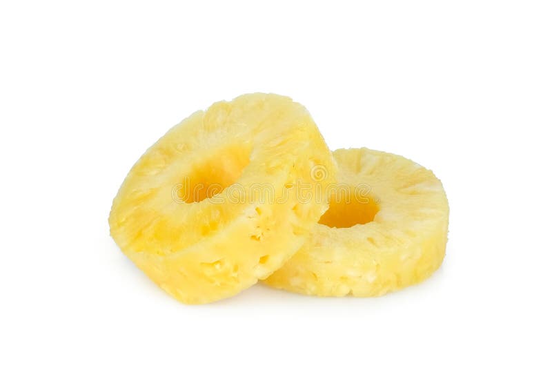 sliced ring or donut pineapple isolated on white