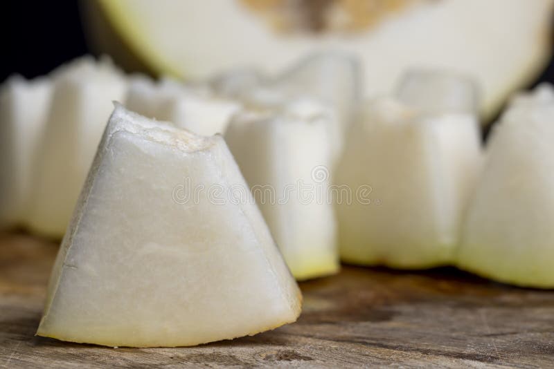 Sliced ripe melon , close up stock images