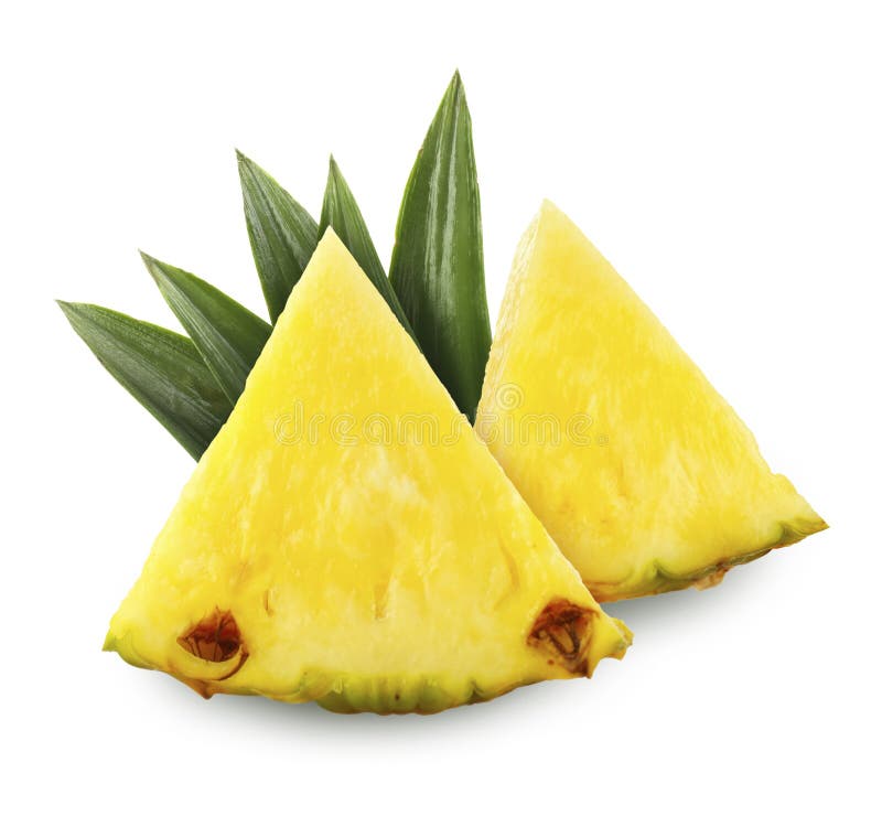 Sliced ripe pineapple isolated on white. Exotic fruit stock images
