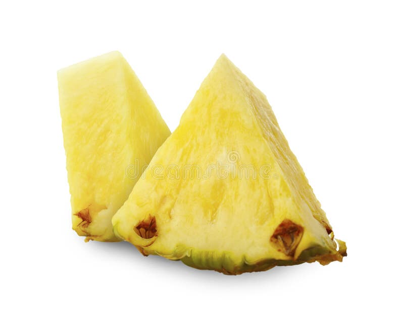 Sliced ripe pineapple isolated on white. Exotic fruit royalty free stock image