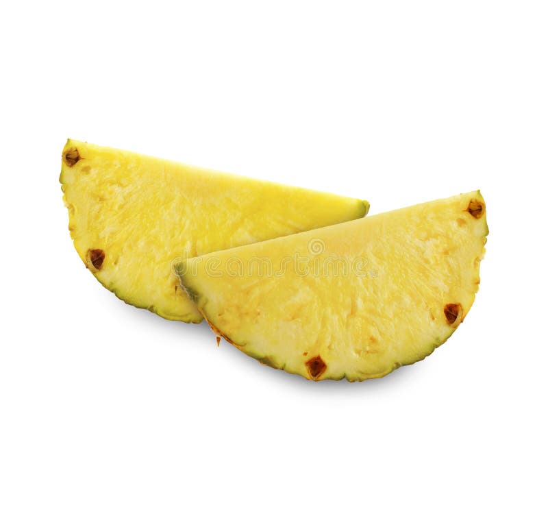 Sliced ripe pineapple isolated on white. Exotic fruit stock images