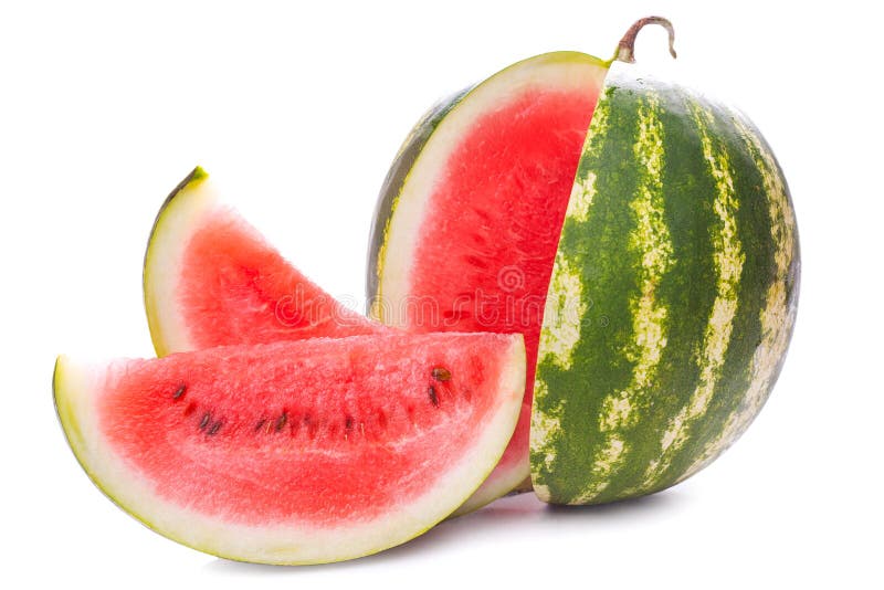 Sliced ripe watermelon isolated on white stock images