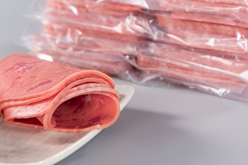 Sliced Smoked Ham on Gray Background Stock Image Image of boiled