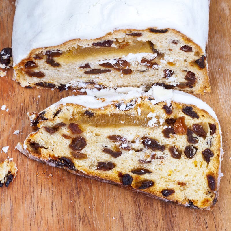 Sliced Stollen Cake with Dried Fruit and Marzipan Stock Image Image of close, dessert 28408123