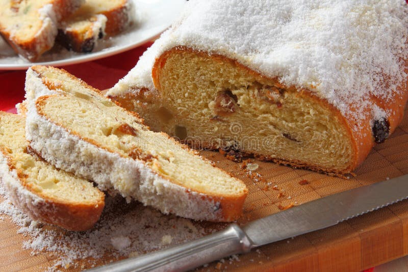 Sliced Stollen, a Traditional German Fruit Cake Stock Photo Image of
