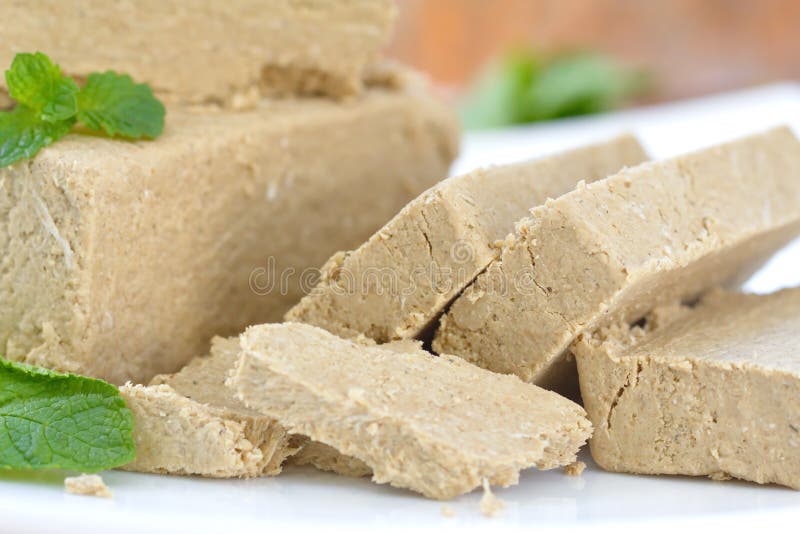 Sliced sunflower halva stock image. Image of nutrition 70251399