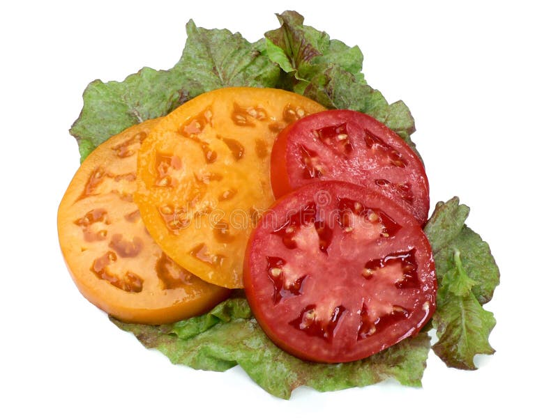 Sliced tomatoes on lettuce stock image. Image of cook 3143123