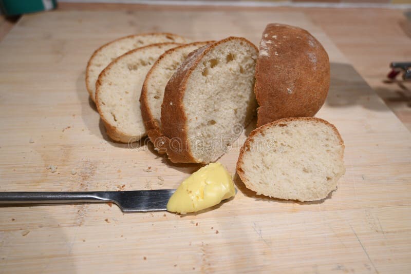 Sliced White Bread, Home Cooked Bread Ready for Making Sandwiches Stock