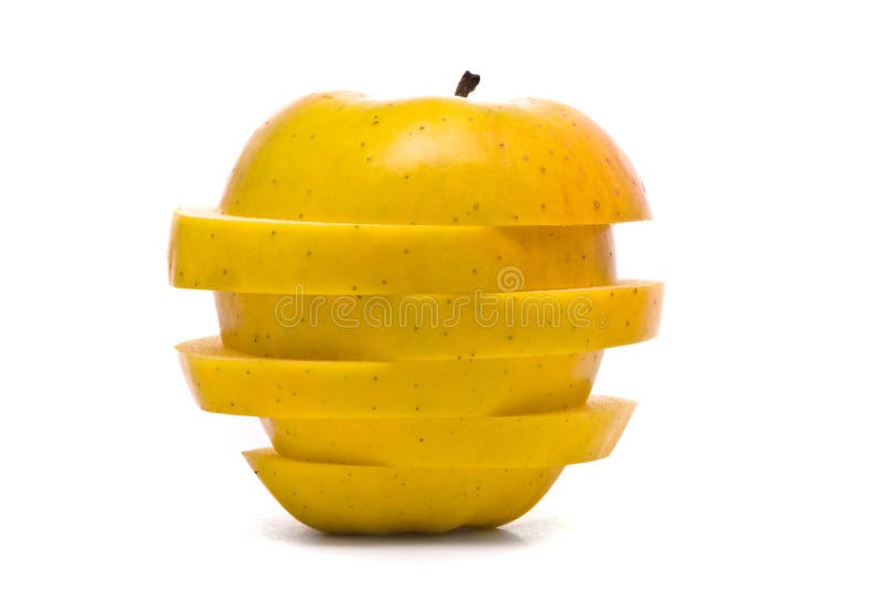 Sliced yellow apple stock photo
