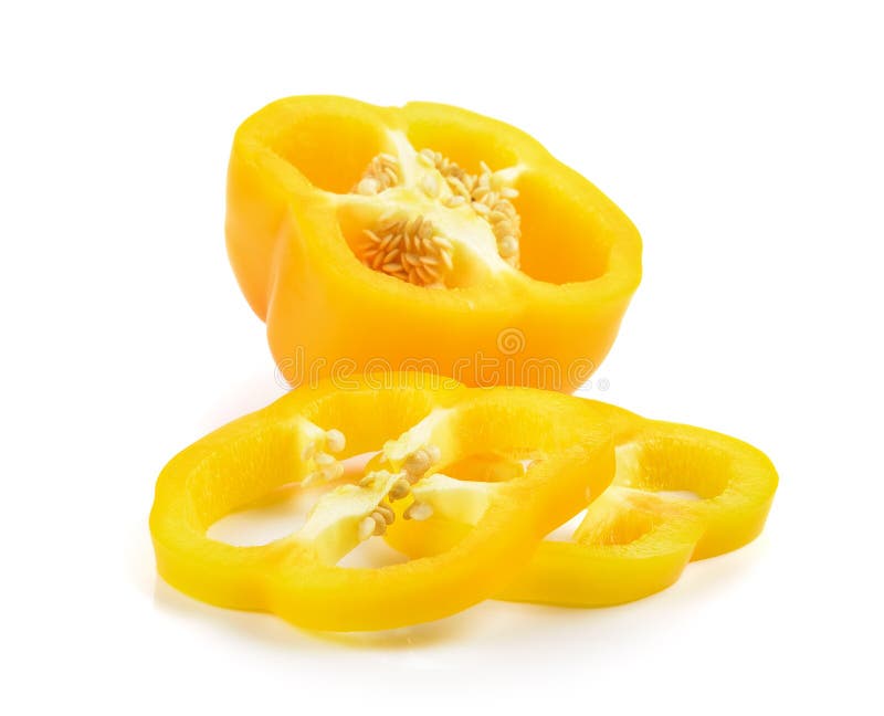 2,941 Sliced Yellow Paprika Pepper Isolated White Background Stock