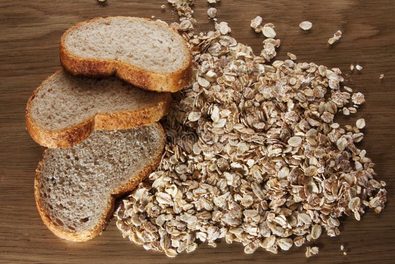 Slices of bran bread with oat flakes