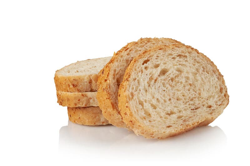 Slices of bread on a white background