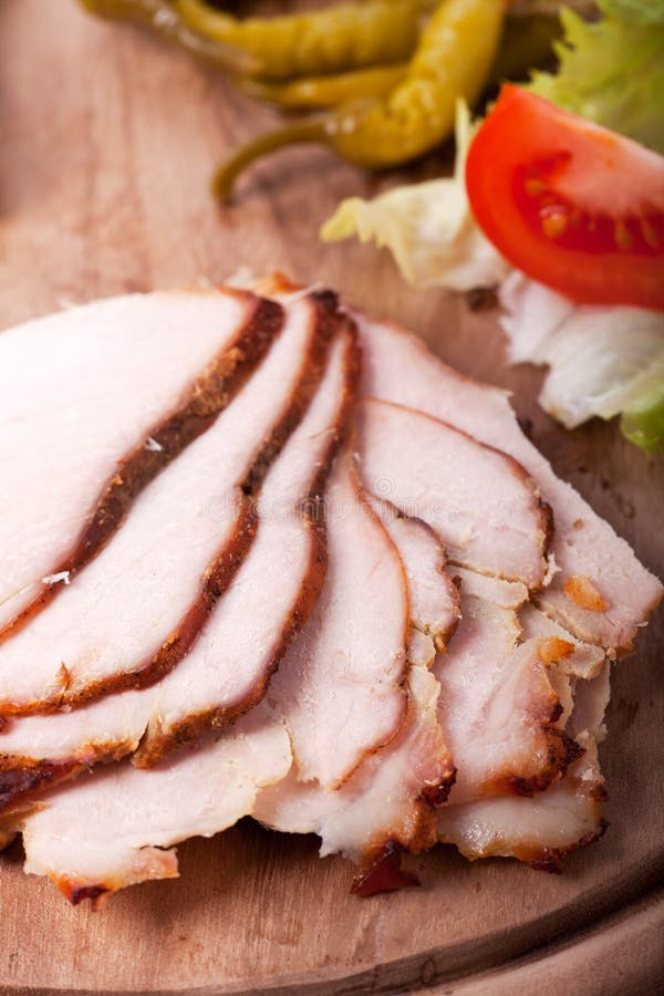 Slices of cold roast pork stock image. Image of delicatessen 55613149