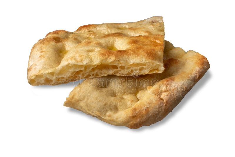 Flatbread focaccia isolated on white royalty free stock photography