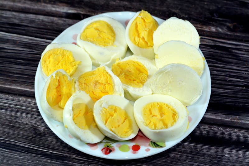 Slices of Hard Boiled Eggs Previously Made and Cooked in Hot Boiling ...