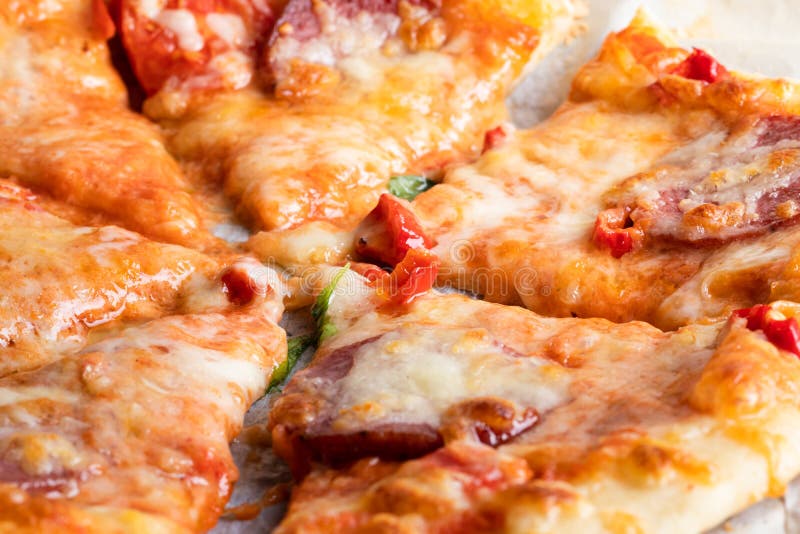 Slices of Pepperoni Pizza with Chili Pepper Stock Photo Image of