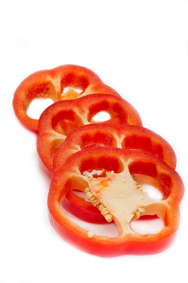 Slices of red paprika pepper