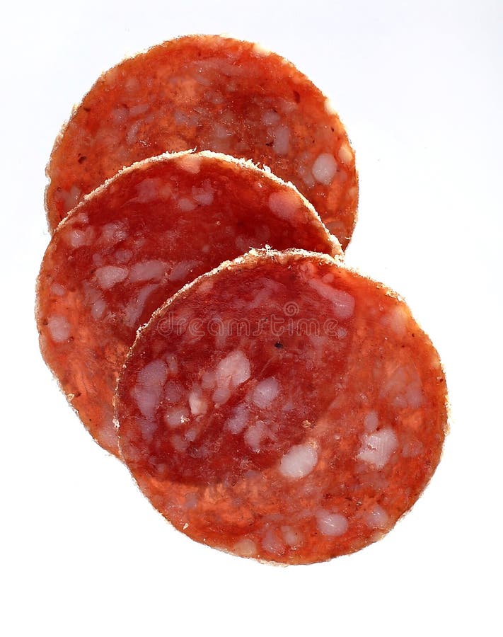 Slices Salami stock photo