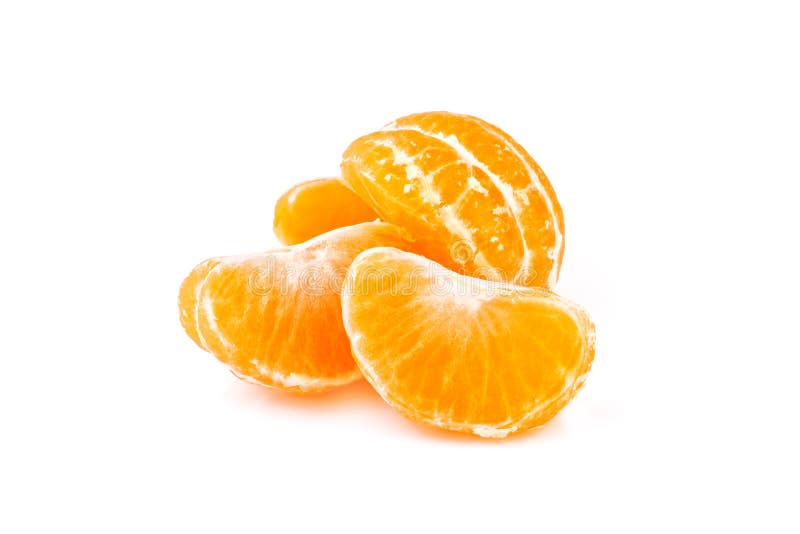 Slices of tangerine on white background