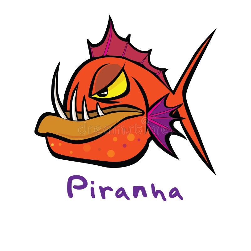 Slick cool cartoon style piranha icon format vector illustration