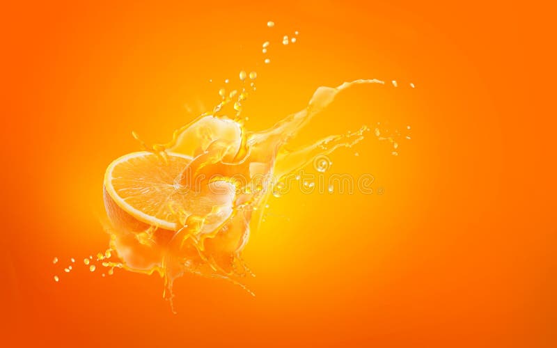 Slide Cut Piece of Orange Drop on Orange Background with Orange Juice  Splash Water with Copy Space Stock Image - Image of fresh, liquid: 151667053