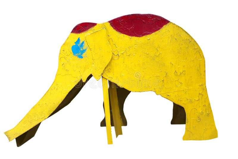 Slide in the form of an old yellow elephant